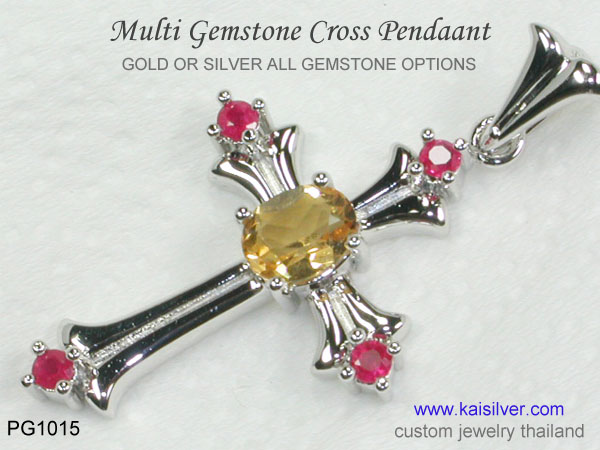 custom pendant cross gemstones